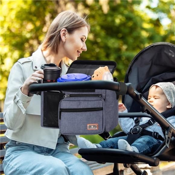 Universal Stroller Organizer, Stroller Large Storage Bag with Cup Holder - Picture 7 of 7